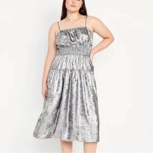 Silver Waist-Defined Cami Midi Dress SIZE L